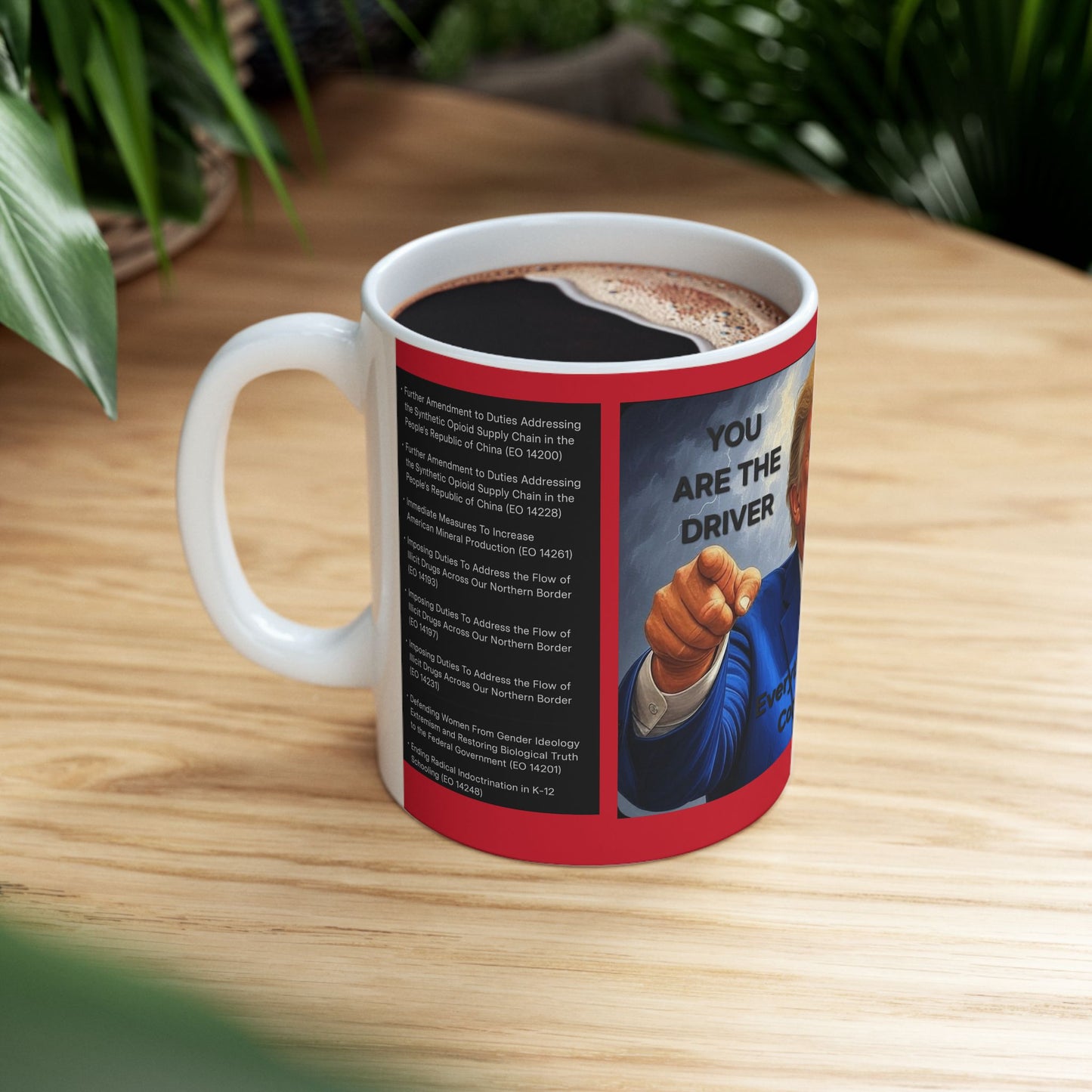 DJT Ceramic Mug - 1st 100 Days of Trump Executive Orders, MAGA, Patriotic Design
